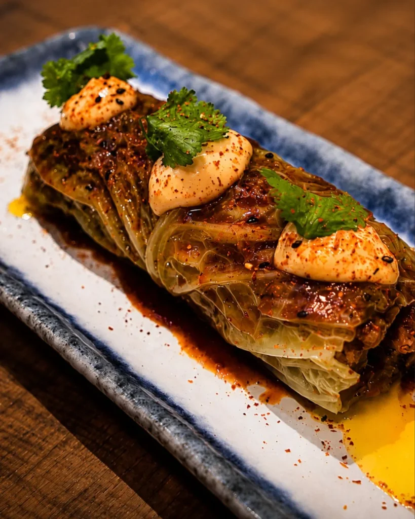 Canelón de col en Capet, fotografiado por MUYNEGRE