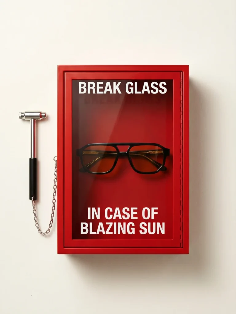 Gafas Kypers en una caja de emergencia: in case of blazing sun