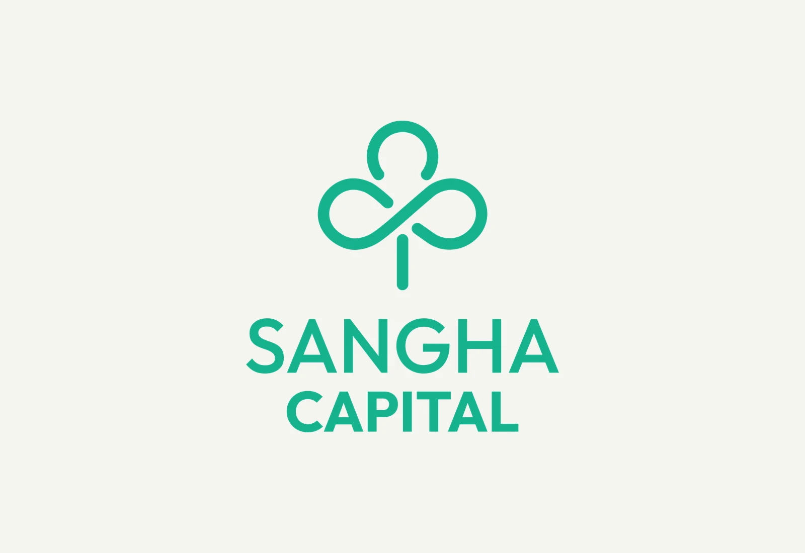 Logotipo de Sangha Capital en verde, diseño de MUYNEGRE
