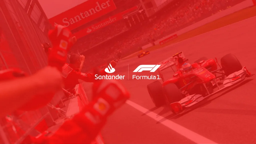 Portada de la presentación del calendario de Fórmula 1 de Santander, diseño de MUYNEGRE para Minerva MKT